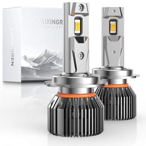 WAIXINGREN H7 Headlight Bulb 120W 32000LM Super Bright 6500K White with Fan, LED Headlight Bulb with Upgraded Intelligent Driver, IP65 Waterproof, Plug and Play, Pack of 2 (H7)