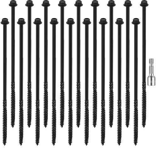 18 tornillos de madera, tornillos de fijación de madera de 6,7 x 200 mm, tornillos de cabeza hexagonal, tornillos de cabeza de arandela hexagonal para tornillos de madera para tornillos de