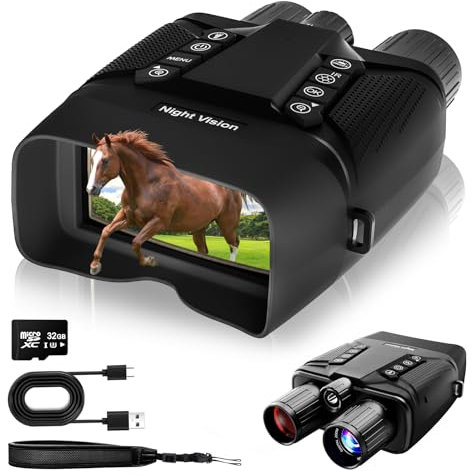 Nattvisionsglasögon – 4k nattvisionskikare för vuxna – 40 MP 8 x digital zoom, 3 tum stor skärm, bakgrundsbelysta knappar, 5 000 mAh batteri, 1968 fot, infraröd kikare för jaktsäkerhet (svart)