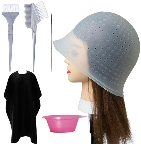 Cuffia per capelli in silicone con foro perforato con kit di aghi professionale riutilizzabile evidenziazione tappi per fori con ganci per parrucchieri colorati parrucchieri tinture strumenti per
