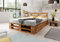 Lermowood Palettenbett M2 aus Holz 200 x 200 cm Geflammt mit Kopfteil und 2 Bettkästen Holzbett 30cm Stabiles Seniorenbett Kinderbett Jugendbett Gästebett erhöhtes Bettgestell Komforthöhe Naturholz