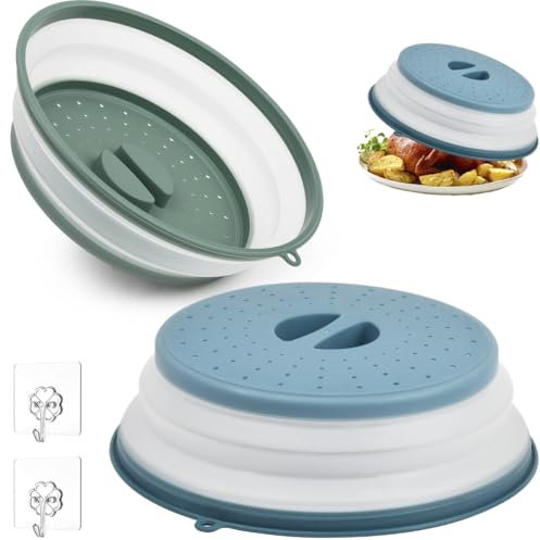 MOPLA Cubierta plegable para microondas (2 unidades, 26,5 cm), color azul y verde