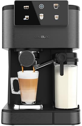 Cecotec Macchina da Caffè Espresso Semiautomatica Power Espresso ColdBrew Latte Scuro.1350W, 20Bar, Freddo, Tiepido, Caldo, Schermo Tattile, Serbatoio Acqua 1.5L, Serbatoio Latte 500ml, Doppio Braccio