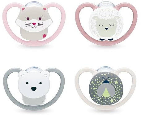 NUK Perfect Match Air nappflaskor för spädbarn | 18-36 månader | Ortodontiska nappar som främjar luftflöde och förhindrar dregelutslag | 95% acceptans hos barn** | Blandade | 4 stycken