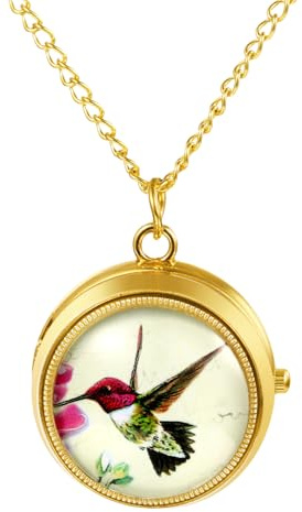 Avaner Taschenuhr mit Kette Vogel: Gold Taschenuhren Pulloverkette Uhren mit Arabischen Ziffern Halskette Uhr Analog Quarzuhr Geschenk für Frauen