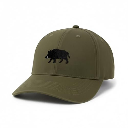 Tindo Casquette de chasse, vert foncé, avec cale noire brodée, unisexe, pour homme et femme, robuste, pour le terrain, le siège et l'extérieur