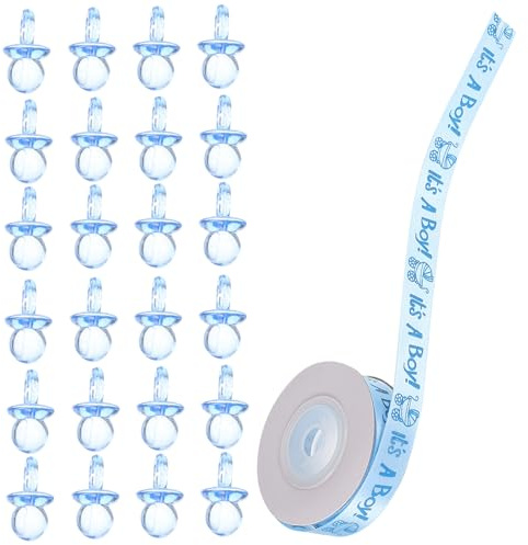 JOINPAYA 100pcs Blue Acrylic Miniature Baby Pacifiers for Baby Shower Celebration, Decorative and Wear Resistant Party Decorations and Bag Fillers