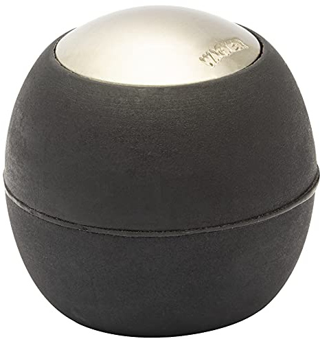 WAGNER väggdörrstoppare EGG – diameter Ø 30 x 30 mm, zinkgjutning i rostfritt ståloptik, mjukt stopp av termoplastiskt gummi, svart, för skruvar inklusive monteringsmaterial – 15517811