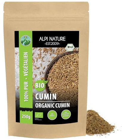Alpi Nature Cumin Graines BIO 250g, Graines de Cumin bio Entières pour la Cuisine et les Mélanges d'Épices
