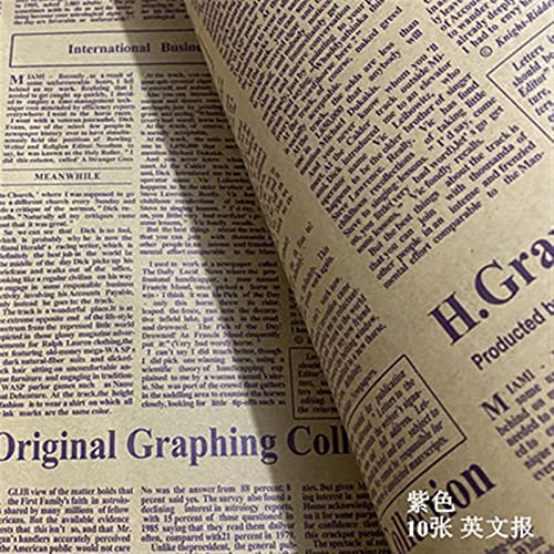 WQAZ Flower wrapping paper 10pcs Gift Wrapping Paper Roll Vintage Newspaper Double Sided Gift Wrapping Flower Shop Bouquet Packaging Paper Material Smooth as skin touch (Color : Purple)