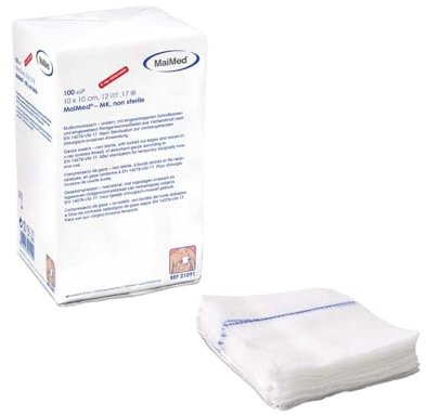 Gauze Compresses 10 x 10 cm Non-Sterile 12-Ply Pack of 100