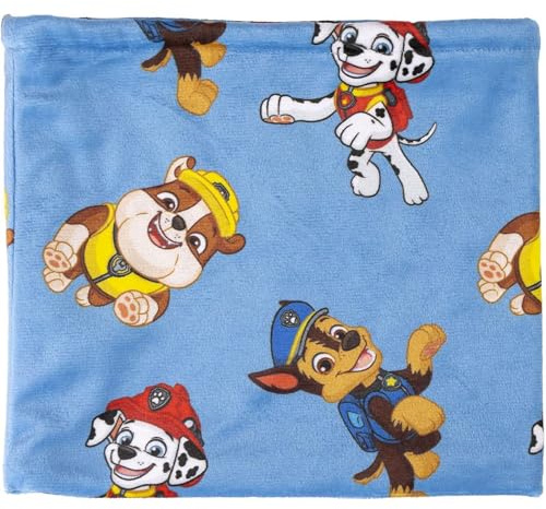 Paw Patrol Braga Cuello de la Patrulla Canina para Niños - Color Azul - Talla Única - Elaborada en 100% Poliéster - Diseño Estampado de Marshall, Chase y Rubble - Producto Original Diseñado en España