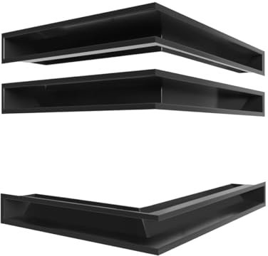 KRATKI Juego de 3 piezas LUFT Rejilla de chimenea de esquina derecha para chimenea con vidrio de esquina