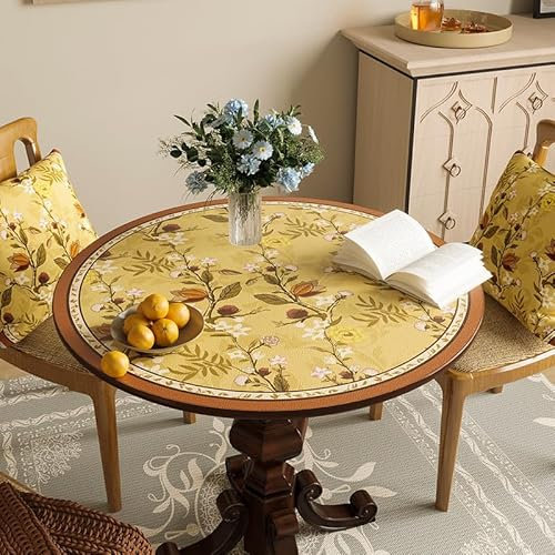 Ruby Lil Coussin De Salle À Manger En Cuir PU, Housse De Protection De Table De Table Ronde Résistante À L'Usure Résistante À L'Huile,A,140cm(55in)