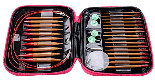 Utbytbara stickor sticknålar utbytbara förkolnade bambu nålar set aluminium rundstickor ring set