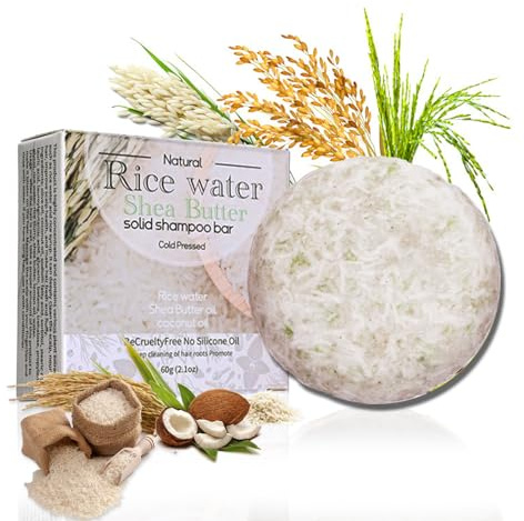 Rice Shampoo Bar and Conditioner Bar-100% Natural Vegan rice water shampoo bar for hair growth,Volumizing,Nourishing,Moisturizing,Cleansing & Strengthening for Hair Loss Dry Damaged Hair-Cruelty Free