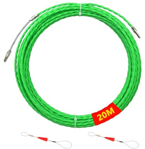 Guia Pasacables 20 m, φ 4 mm Enhebrador de Alambre Electrico, para Tubería Conducto de Cable Pared, Obras de Telecomunicaciones, Trenzada para Tender Conductos de Cables