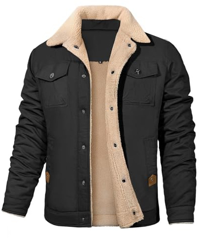 Svanco Manteau d'hiver Chaud pour Hommes, Veste Polaire Militaire avec Col, Blouson de Travail à 5 Poches
