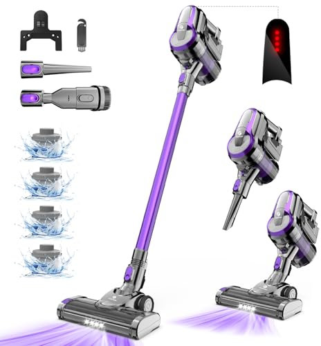 FixtFixer 25KPa/55Mins Cordless Vacuum Cleaner, Cordless Vacuum with HEPA×4, Powerful Stick Vacuum Cleaner, 6 en 1 Lightweight Vacuum for Pet Hair Hard Floors