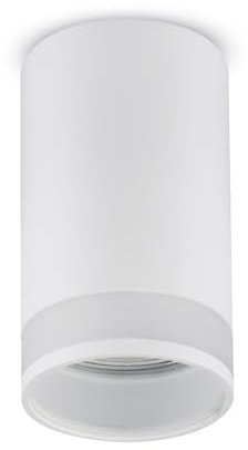 Maclean MCE361 Faretto da superficie attacco GU10 fino a 40W | Lampada da soffitto in alluminio con anello trasparente | design moderno | 55x105 mm (Bianco, senza lampadina)