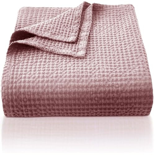 CHUFFED Coperta a nido d'ape in 100% cotone, 220 x 240 cm, morbida e leggera, per tutte le stagioni, perfetta per divano letto, divano, elegante decorazione per la casa, per letto matrimoniale, colore