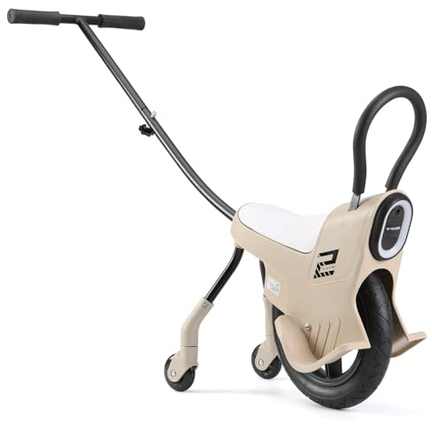 Monociclo de empuje manual de 12 pulgadas para niños, bicicletas monociclo ligero con luz/pasamanos/ruedas auxiliares, bicicleta monociclo para padres e hijos, bicicletas de equilibrio monociclo para