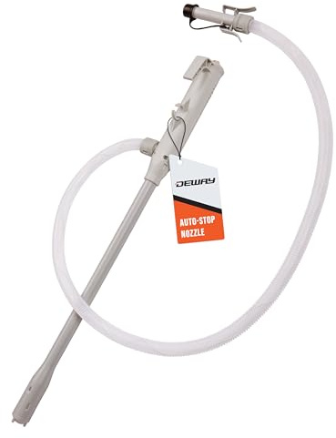 DeWay Battery-Powered Stick Fuel Transfer Pump with Auto-Stop Nozzle | 12 LPM Flow Rate, 130 cm Clear Transfer Hose | Fits Most Fuel Cans - No Adapter Needed | For Petrol, Diesel & Non-Potable Water