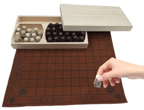 Generico Scacchi Vichinghi - Gioco | Gioco Da Esterno In Legno Di Scacchi Vichinghi Per La Famiglia Nel Giardino E Nel, Set In Legno Duro Premium Da 21 Pezzi Incluso Re E Pratica Borsa, Natura