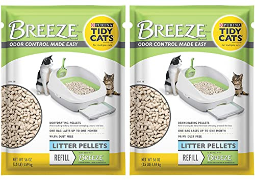 Purina Tidy Cats Breeze Litter Pellets Refill Pouch, Made for Multiple Cats, Anti-Tracking Pellets, 3.5 LB Refill Pouch (Pack of 2)