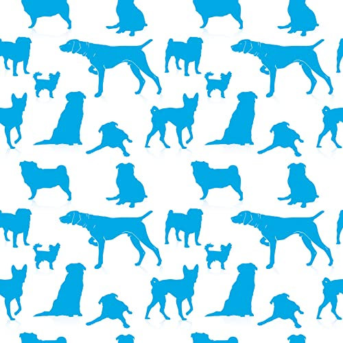 ReWallpaper Papel Pintado Pared Azul y Blanco Vinilo Adhesivo Muebles Niños Papel Pintado Autoadhesivo Perros Papel de Pared Para Habitación Infantil Papel Tapiz Impermeable Cocina 44.5cm x 3m