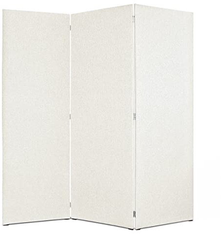 DESHOME - Separe divisorio interno dal design moderno, tessuto idrorepellente struttura in legno 3 ante - Separè divisorio paravento richiudibile pieghevole (Bianco crema)