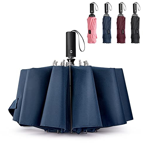 G4Free Inverted Windproof Umbrella-54 Inch Large Canopy for Rain, folding Compact Reverse with 10 Ribs Automatic Open Close
