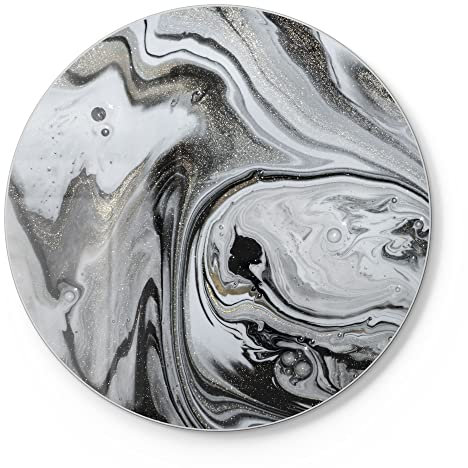 DEQORI Tagliere in vetro | rotondo Ø 30 cm | motivo decorazione in marmo | tagliere di design per cucina | tagliere per la colazione antibatterico e antiscivolo | piano in vetro e piatto da portata