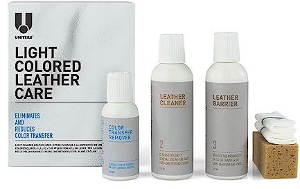 ReWu Uniters Lederpflege-Set Maxi Light Colored Leather Care Kit Tücher Schwamm Remover Cleaner Barrier Pflegemittel Reinigungsset Leder