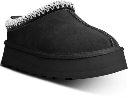 metricfalcon Mini stivali da donna con zeppa con fodera in pelliccia di pile e stivaletti corti in camoscio, Nero , 40 EU