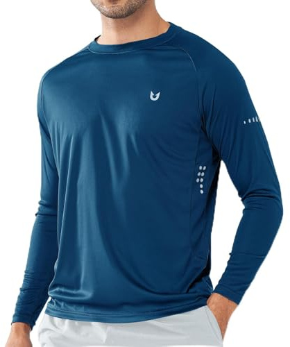 NORTHYARD Men's Sun Protection Shirts UPF 50+ Long Sleeve Swim Rash Guard Shirt Running Workout Athletic Hiking UV Fishing DARKBLUE L