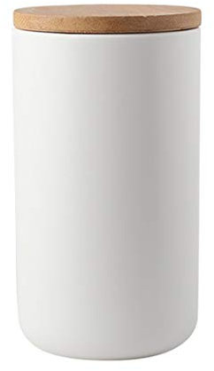 LONGTAP Food Storage Canister with Airtight Lid,Ceramic Storage Container Kitchen Storage Jar for Coffee,Sugar,Tea,Spice etc. (White, 30.43 oz)