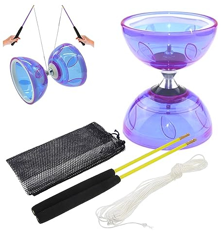 Ensemble de diabolo pour enfants, jonglage de diabolo, 4pcs / set roulements en plastique flexible jouet diabolo avec bâton et chaîne, jeu de diabole débutant mobile avec sac net pour les jouets amus