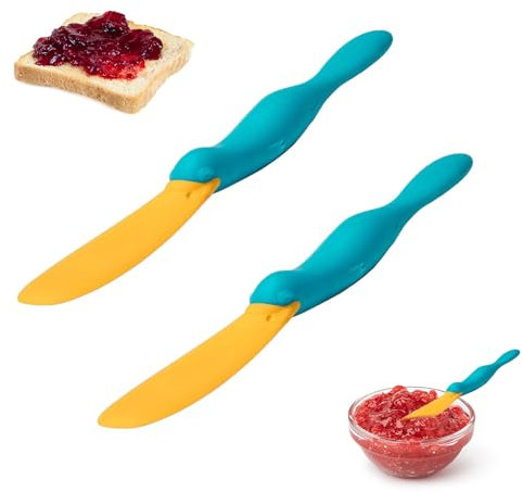 JRYGAC 2 Stück Buttermesser Silikon, Pfannenwender Schnabeltier, Silikon Spatel Jam Food Bottles, Buttermesser Klein for Scoop and Spreading, Backwerkzeuge Cake Cream Butter Spatula