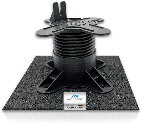 Lot de 50 tapis pour terrasse - 200 x 200 mm x 3 mm - Plaque de soubassement en granulés de caoutchouc - Pour plots et roulements de panneaux - Quantité au choix (50 pièces - 200 mm x 200 mm x 3 mm)