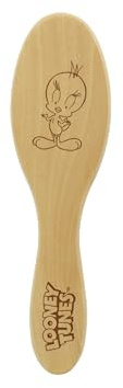 Looney Tunes – Brosse Cheveux Bébé – Naissance Enfant – Prévention Croûtes Lait – Massage Cuir Chevelu Apaisant – Manche Bois FSC, Poils Maïs Ultra-Doux - Coiffer Doux, Produit Officiel Warner Bros