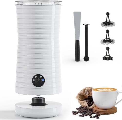 Morpilot Espumador de Leche Eléctrico, Calentador Leche Espumador 4 en 1, Espuma Caliente y Fría, 240ml 400W
