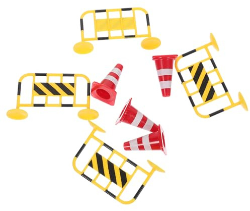 Beaupretty Miniature Roadblocks Road Block Model for Boys and Girls Educational Pretend Play 8Pcs Small Road Sign Toy Traffic Barrier Simulation Set for Classroom Home Learning