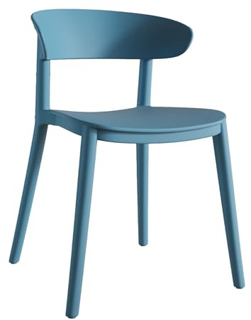 Uppsättning av 4 stapelbara uteplatsstolar utomhus mörkblå matstolar i plast med ryggstöd för inomhus/utomhusbruk perfekt för vardagsrum veranda och däck