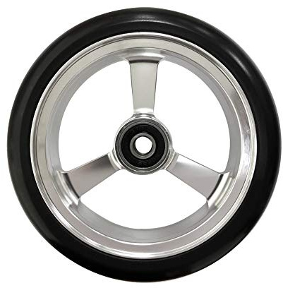 RIANTWHEEL, 5.0 X 1.0 inch, Solid, PU Wheels, Wheelchair Casters, Aluminum Rim, one Pair (Silver)