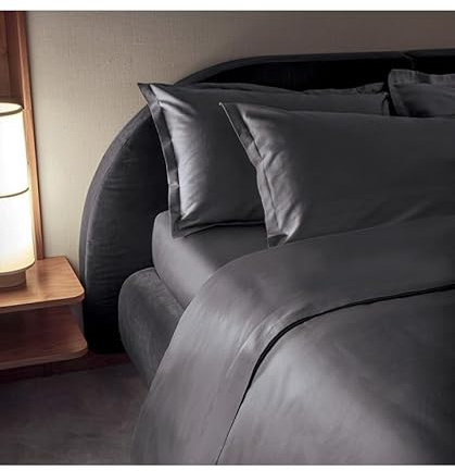 Fazzini Juego de sábanas para cama de matrimonio de puro raso de algodón 300 hilos, efecto sedoso, artículo Trreciente calidad Top (gris Londres 7)