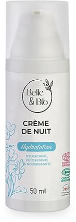 CRÈME VISAGE NUIT BIO - BELLE&BIO - Hydratante, Réparatrice, Tonifiante - Toutes Peaux - Certifiée Bio Ecocert - 50 ml