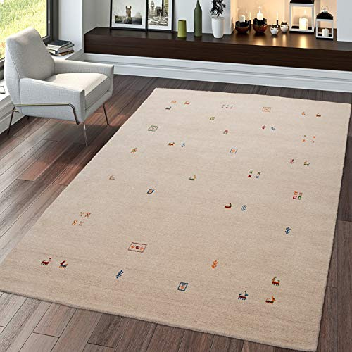 TT Home Alfombra Tejida A Mano Gabbeh Calidad Lana Jaspeado Ribete Gris, Tamaño:80x150 cm