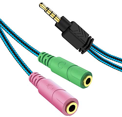 MillSO Headset Audio Splitter y Adapter Klinke 3,5 mm Mikrofon Kopfhörer 1x 3,5mm Klinke Stecker CTIA 4 Polig TRRS auf 2X 3,5mm Klinke Buchse für Desktop, Laptop, PC, Smartphone (20cm)