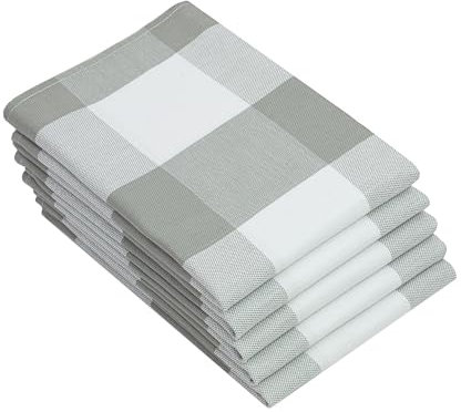 ZOLLNER 5er Set Geschirrtücher Baumwolle in 50x70 cm - saugstarke Küchentücher in grau kariert - waschbar bis 60°C – Gastronomiequalität - Oeko Tex® Zertifiziert